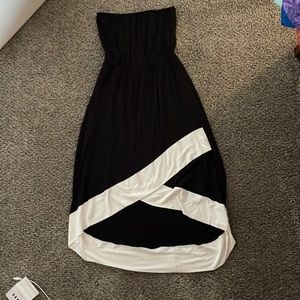 Asymmetrical black and white dress
